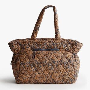 Vera Bradley Knollton Featherweight Travel Tote “Lotus Montage Roasted Pecan”